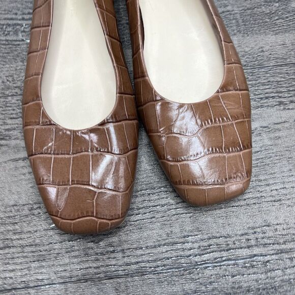 Everlane The 90's Flat Shoe 100% Brown Leather Croc Embossed Women’s Sz 7 - Picture 2 of 15